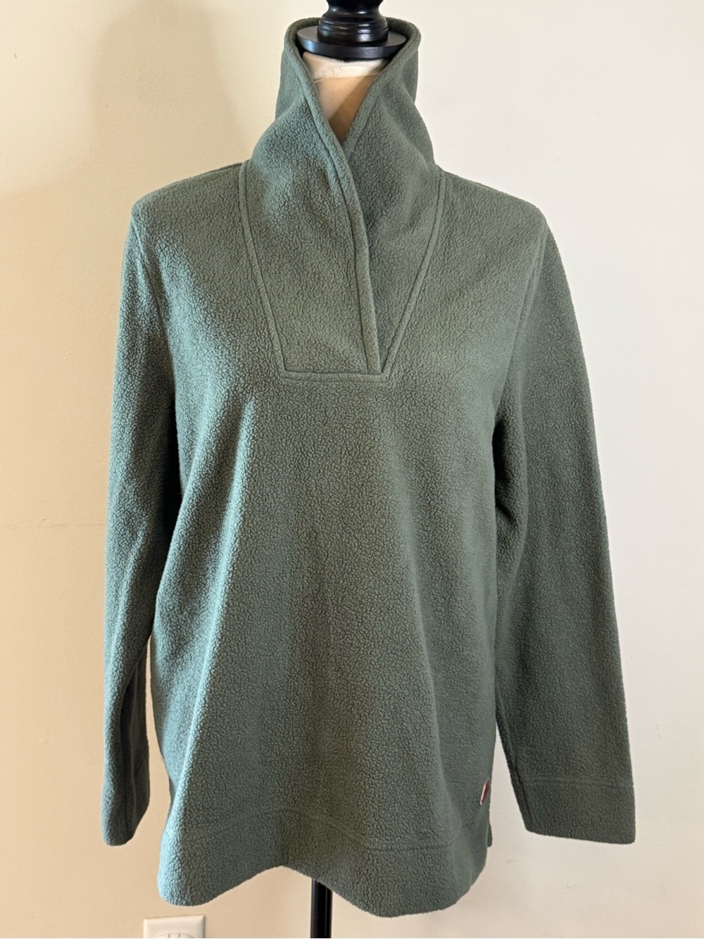 L.L. Bean green wool pull over fleece outerwear jacket LG